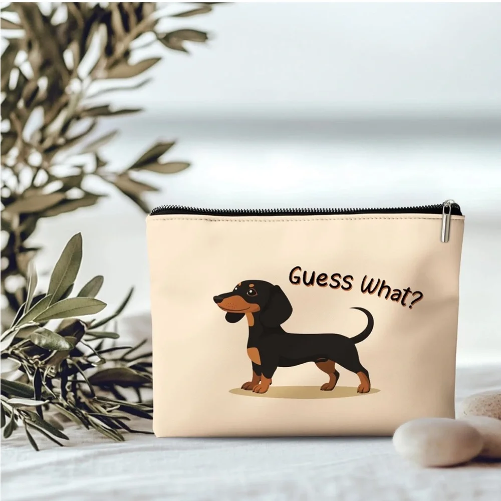 Dachshund Themed Dog Pouch - Cream and Black - Picture 3 of 3